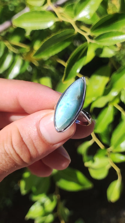 Larimar 925 Silver Ring "Atlantis Stone" Gemstone Blue Nature Sea Sky Set Energy Power Rarity Rare Woman Mother Her Grandma Gift