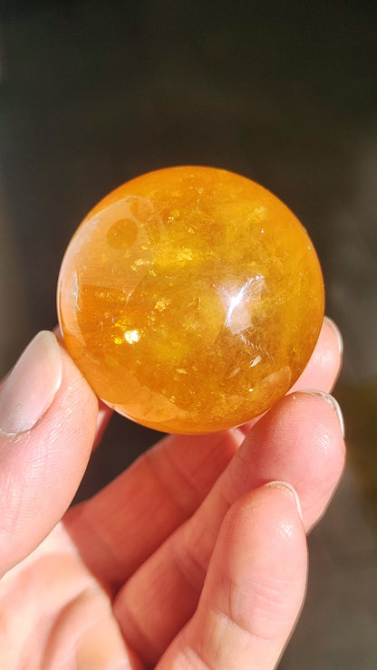 Mica Fluorite Yellow AAA Gemstone Ball Decoration Sphere Massage Crystal Collector Meditation Healing Stone Woman Man Gift Him Her House Living Energy