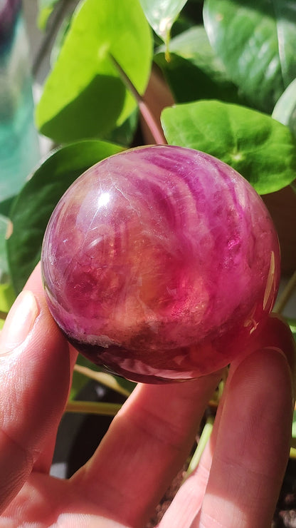 Fluorite violet rose rose rouge ~ Boule de pierres précieuses magique Massage et décoration Sphère Boule de jeu en cristal Méditation HIPPIE Pierre de guérison ethnique Trésor naturel