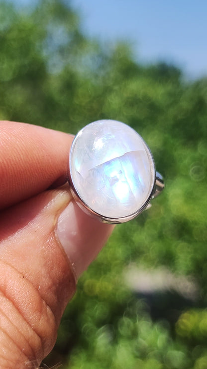 Moonstone Moonstone 925 Sterling Silver Gemstone Healing Stone Natural Cabochon Woman Gift Her Mother Christmas Crystal Rare Shimmer