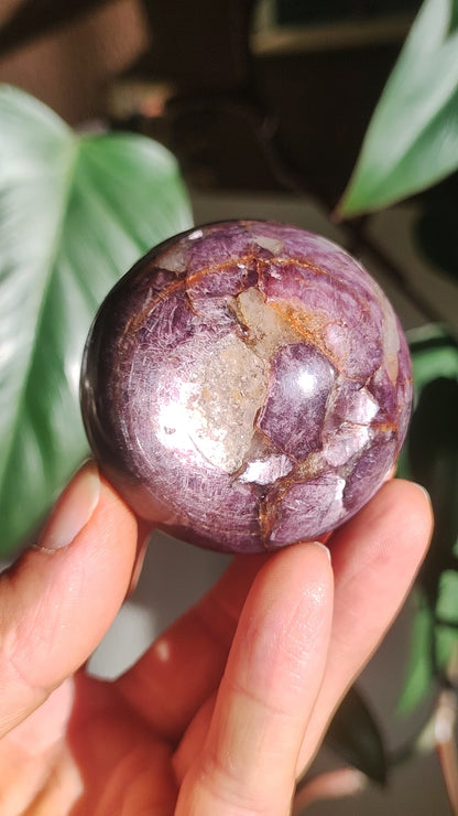 Lepidolite / Purple Mica Glimmer Effect - Gemstone Ball Purple Natural Healing Stone Decoration Sphere Crystal Gift Him Her House Collector Rarity