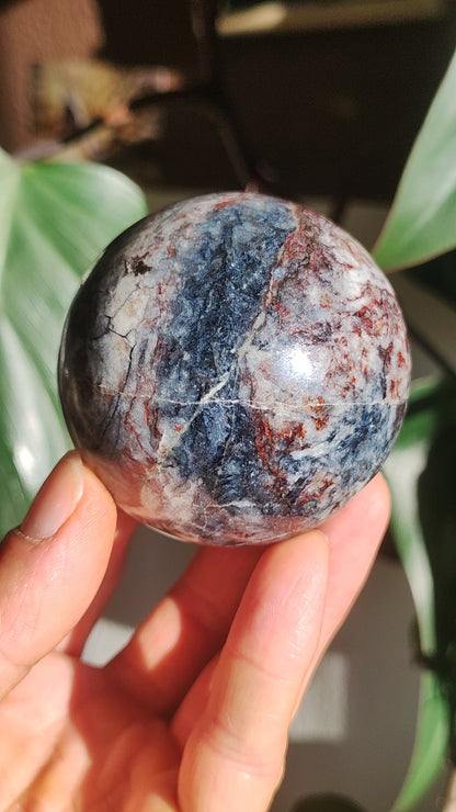 Pietersite - Boule de Pierre Gemme Bleu Rouge Pierre de Guérison Décoration Naturelle Sphère Collectionneur Energie Vivante Qualité Rare Rareté Cadeau Homme Femme Il Elle
