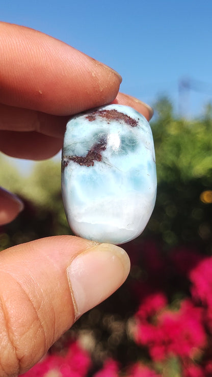 Larimar A - ungebohrt - Handschmeichler Dekostein blau Natur Kristall HIPPIE GOA Boho Ethno Nature Heilstein Sammler Mineral Geschenk Meer