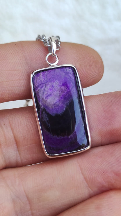 Sugilite / Sugilite incl. 925 silver setting purple gemstone necklace natural healing stone energy rarity man woman him her gift noble high quality