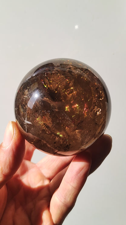 Quartz fumé Quartz fumé arc-en-ciel ~ Boule de pierres précieuses magique Massage et décoration Sphère Boule de jeu en cristal Méditation ~ HIPPIE ~ Pierre de guérison rareté