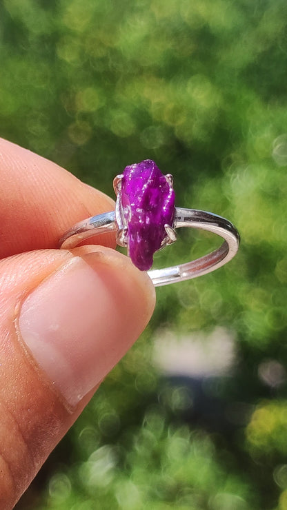 Sugilite Ring ~ Raw Sugilite 925 Sterling Silver Gemstone Healing Stone Purple Natural Woman Gift Her Mother Birthday Crystal Rare Rarity