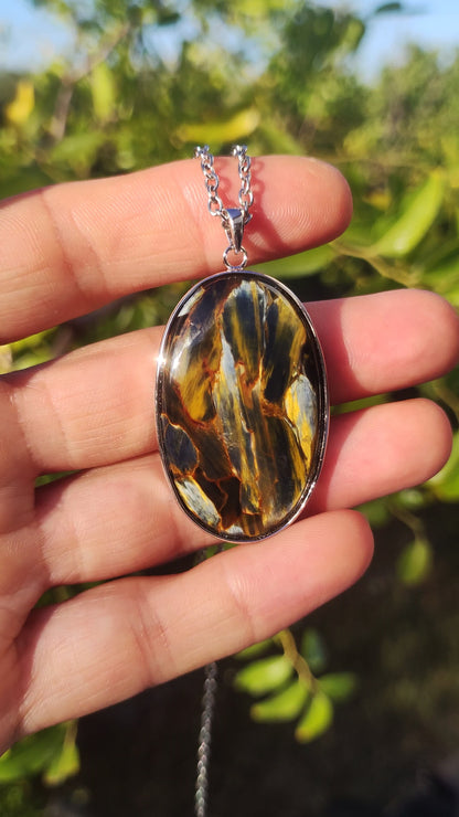 Pietersite gold - 925 Sterling Silber Edelstein Kette Natur Schutz Rarität Heilstein Kristall Mann Frau Er Sie Geschenk Schimmer Reflektion