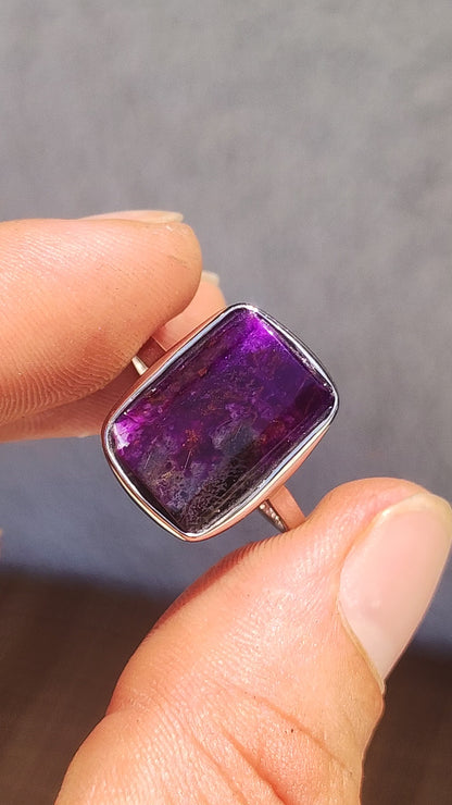 Sugilite Ring - 925 Sterling Silver - Gemstone Purple Healing Stone Natural Cabochon Woman Gift Her Mother's Day Grandma Christmas Crystal Rare