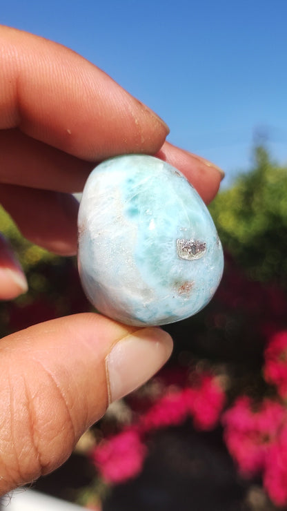 Larimar A - ungebohrt - Handschmeichler Dekostein blau Natur Kristall HIPPIE GOA Boho Ethno Nature Heilstein Sammler Mineral Geschenk Meer