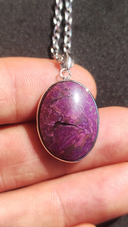 Sugilite / Sugilite incl. 925 silver setting purple gemstone necklace natural healing stone energy rarity man woman him her gift noble high quality