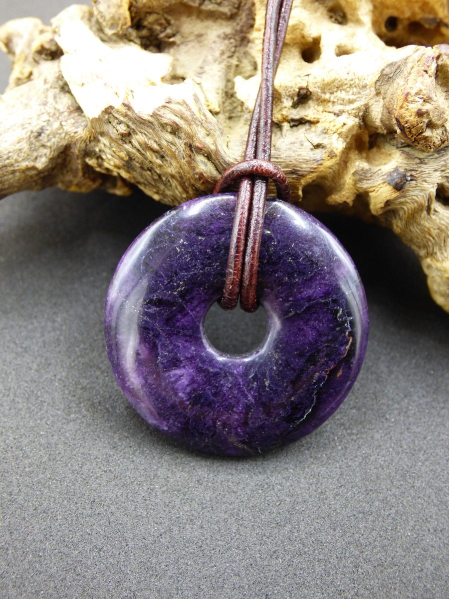 Purple Heart Fluorit 30mm ~ Edelstein Kette ~HIPPIE ~GOA ~Boho ~Tibet ~Ethno ~Nature ~Donut ~Schutzsymbol ~Heilstein ~Galaxy - Art of Nature Berlin