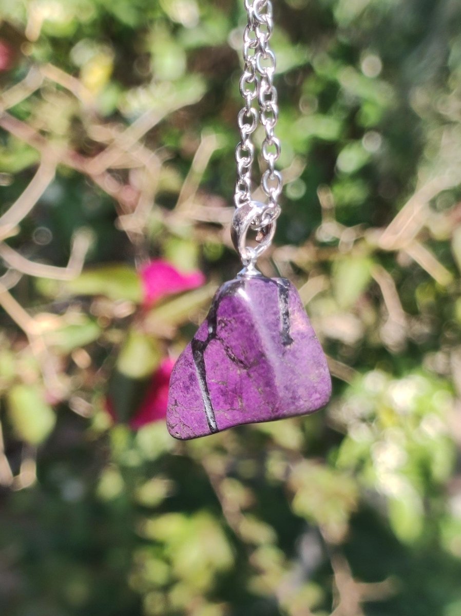 Purpurit ~ 925 Silber Edelstein Kette lila violett Anhänger Natur Heilstein Kristall Geschenk Mann Frau Mutter Vater Er Sie Freund schimmer - Art of Nature Berlin