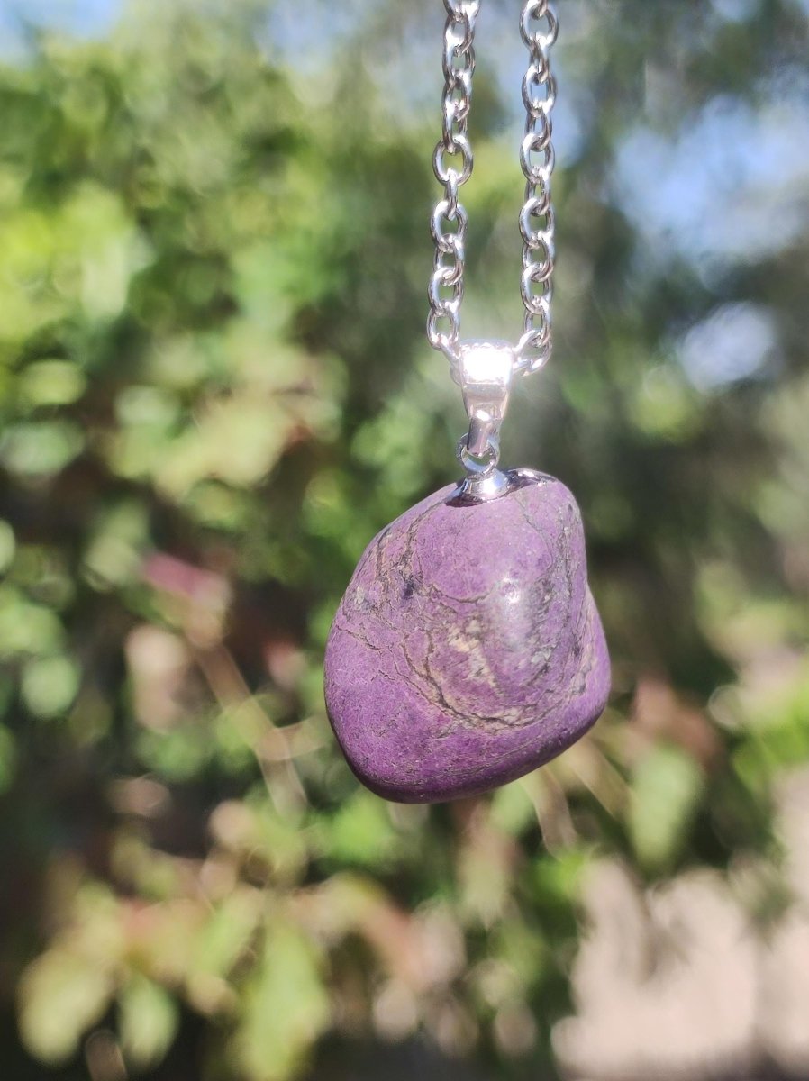 Purpurit ~ 925 Silber Edelstein Kette lila violett Anhänger Natur Heilstein Kristall Geschenk Mann Frau Mutter Vater Er Sie Freund schimmer - Art of Nature Berlin