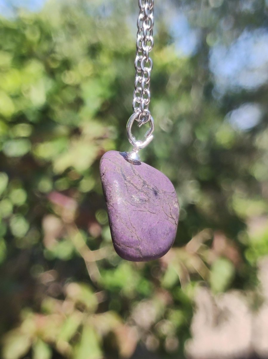Purpurit ~ 925 Silber Edelstein Kette lila violett Anhänger Natur Heilstein Kristall Geschenk Mann Frau Mutter Vater Er Sie Freund schimmer - Art of Nature Berlin
