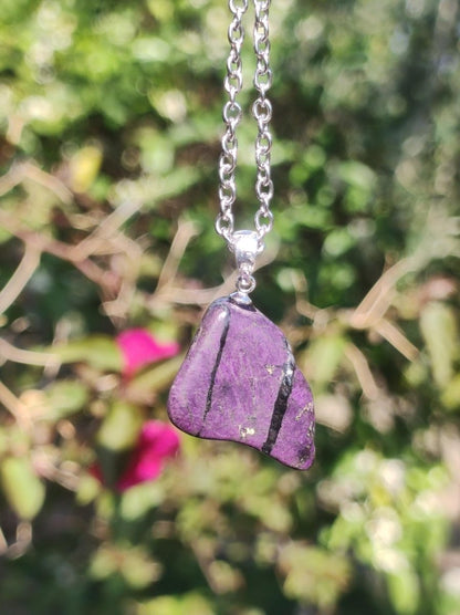 Purpurit ~ 925 Silber Edelstein Kette lila violett Anhänger Natur Heilstein Kristall Geschenk Mann Frau Mutter Vater Er Sie Freund schimmer - Art of Nature Berlin