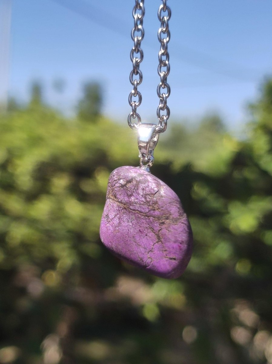 Purpurit ~ 925 Silber Edelstein Kette lila violett Anhänger Natur Heilstein Kristall Geschenk Mann Frau Mutter Vater Er Sie Freund schimmer - Art of Nature Berlin