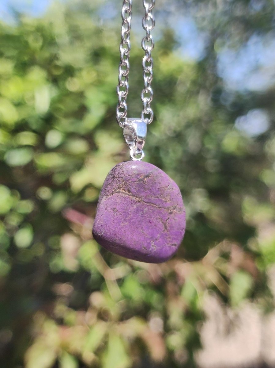 Purpurit ~ 925 Silber Edelstein Kette lila violett Anhänger Natur Heilstein Kristall Geschenk Mann Frau Mutter Vater Er Sie Freund schimmer - Art of Nature Berlin