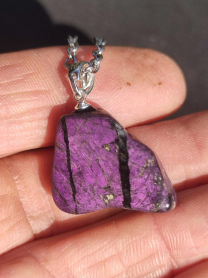 Purpurit ~ 925 Silber Edelstein Kette lila violett Anhänger Natur Heilstein Kristall Geschenk Mann Frau Mutter Vater Er Sie Freund schimmer - Art of Nature Berlin