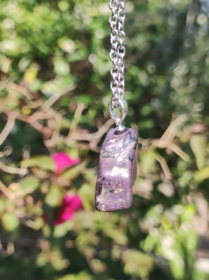 Purpurit ~ 925 Silber Edelstein Kette lila violett Anhänger Natur Heilstein Kristall Geschenk Mann Frau Mutter Vater Er Sie Freund schimmer - Art of Nature Berlin