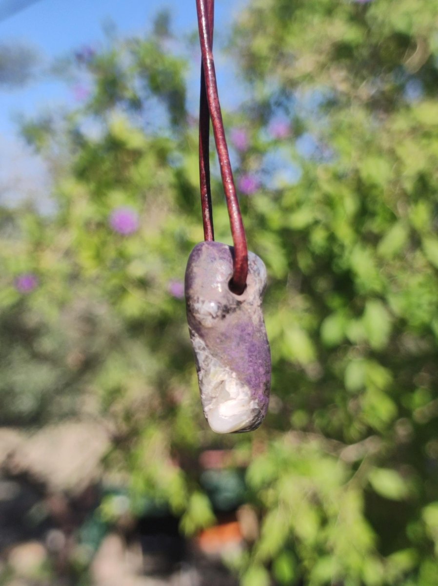 Purpurit - Edelstein Kette lila Natur Heilstein Schutz Glück Mann Frau Er Sie Freund Mutter Glück HIPPIE Rarität Geschenk Unikat Anhänger - Art of Nature Berlin