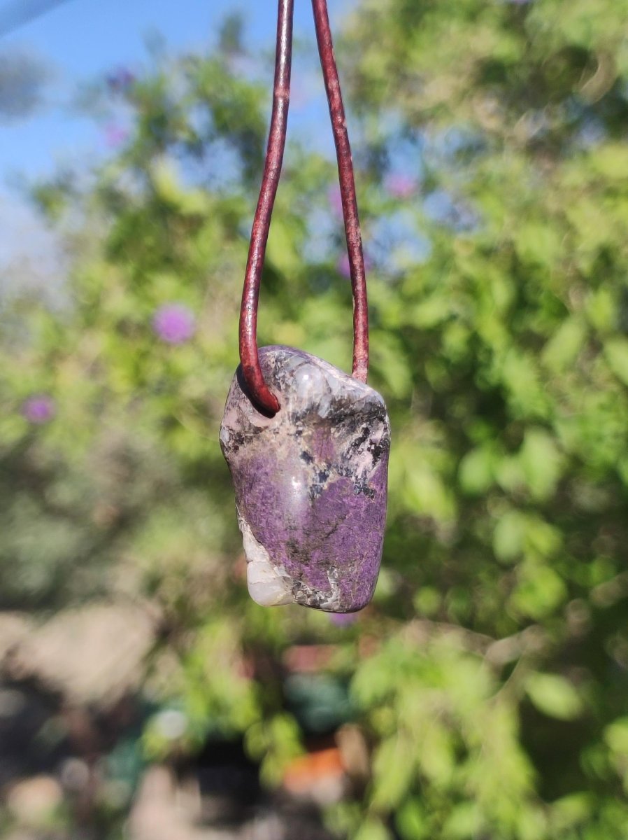 Purpurit - Edelstein Kette lila Natur Heilstein Schutz Glück Mann Frau Er Sie Freund Mutter Glück HIPPIE Rarität Geschenk Unikat Anhänger - Art of Nature Berlin