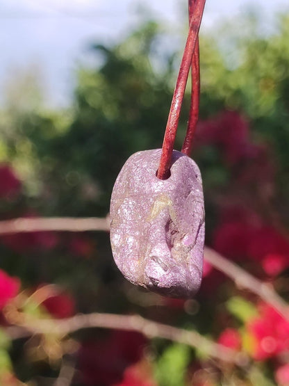 Purpurit - Edelstein Kette lila Natur Heilstein Schutz Glück Mann Frau Er Sie Freund Mutter Glück HIPPIE Rarität Geschenk Unikat Anhänger - Art of Nature Berlin
