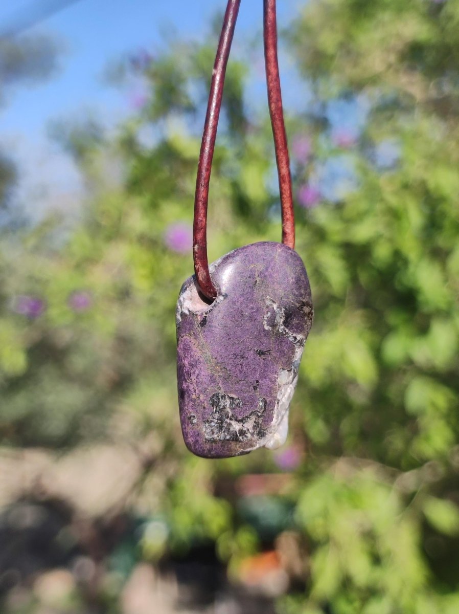 Purpurit - Edelstein Kette lila Natur Heilstein Schutz Glück Mann Frau Er Sie Freund Mutter Glück HIPPIE Rarität Geschenk Unikat Anhänger - Art of Nature Berlin