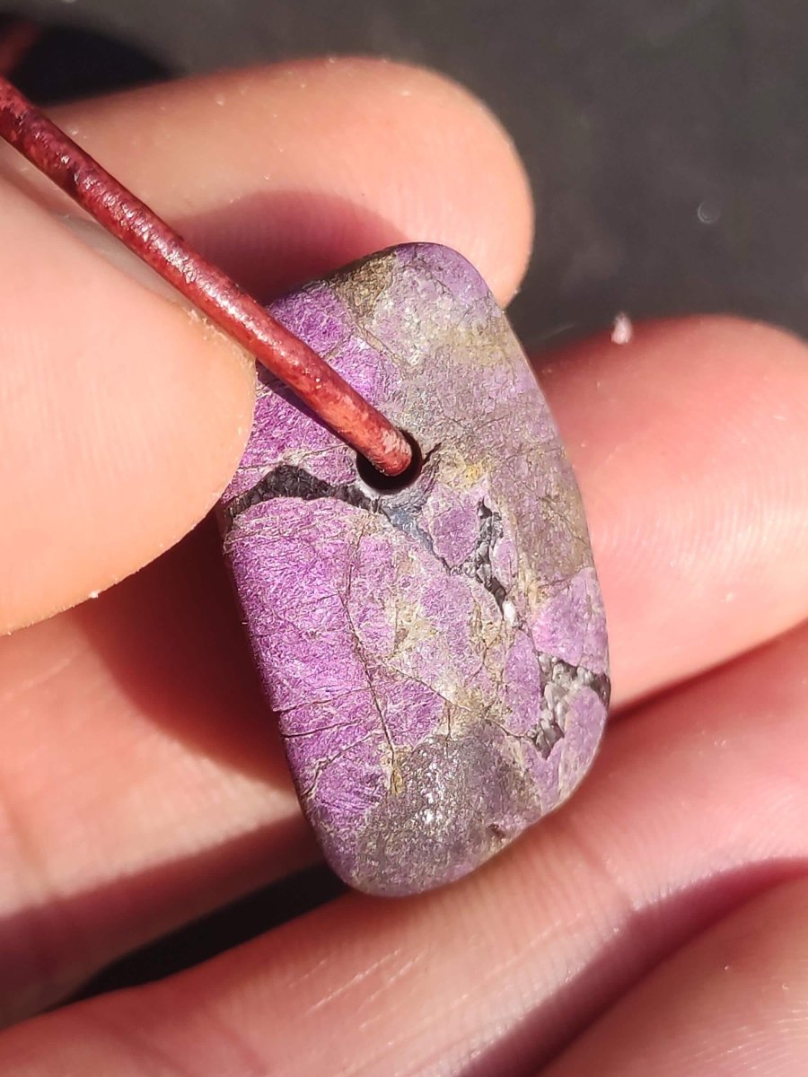 Purpurit - Edelstein Kette lila Natur Heilstein Schutz Glück Mann Frau Er Sie Freund Mutter Glück HIPPIE Rarität Geschenk Unikat Anhänger - Art of Nature Berlin