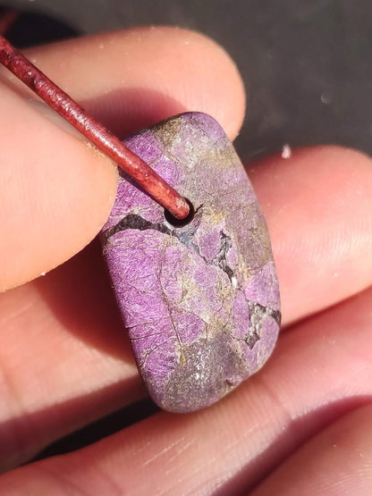 Purpurit - Edelstein Kette lila Natur Heilstein Schutz Glück Mann Frau Er Sie Freund Mutter Glück HIPPIE Rarität Geschenk Unikat Anhänger - Art of Nature Berlin