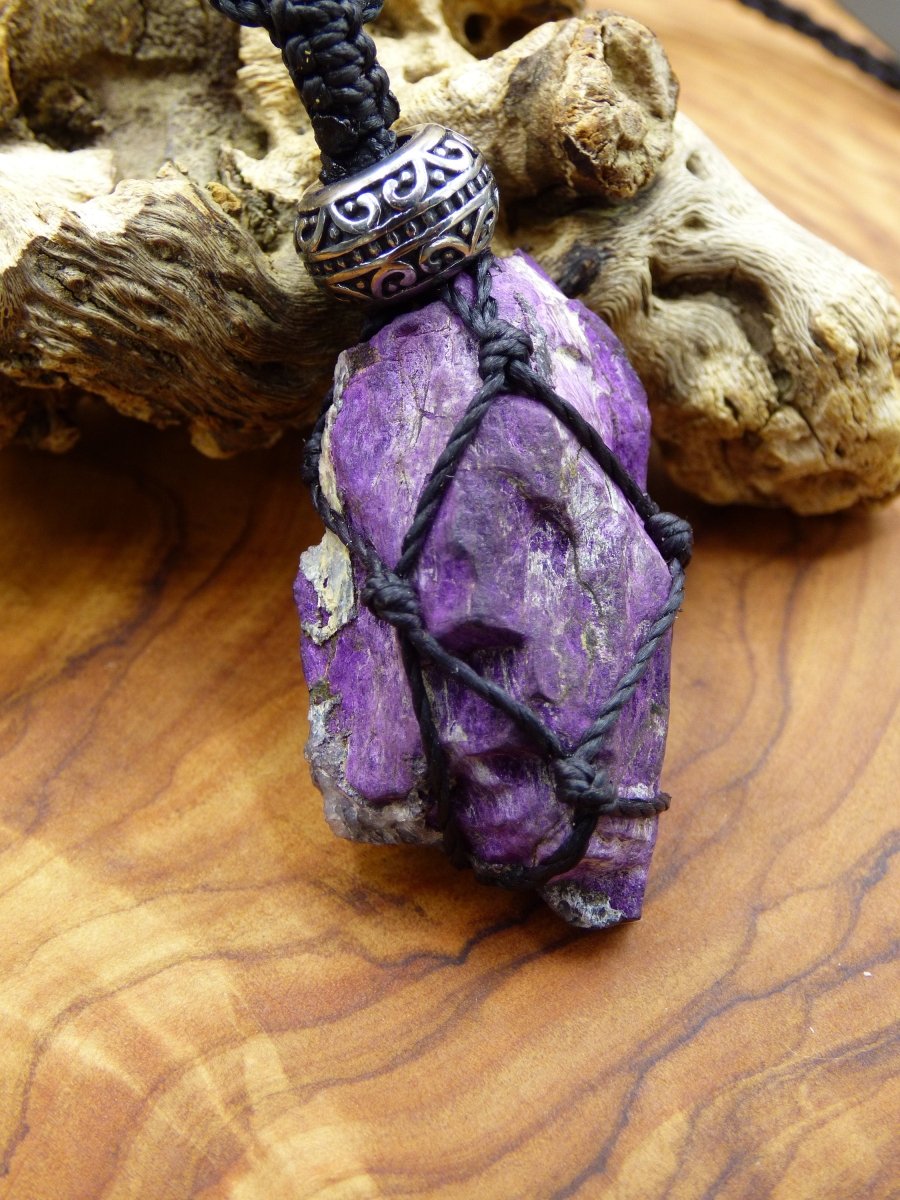 Purpurit ~ Makramee Edelstein Kette ~HIPPIE ~GOA ~Boho ~Ethno ~Nature ~Heilstein ~Flash - Art of Nature Berlin