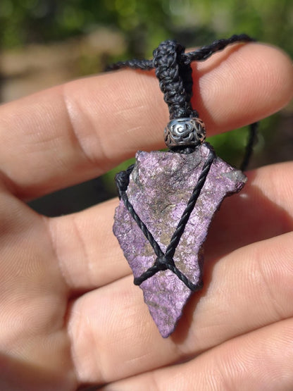 Purpurit ~ Makramee Edelstein Kette lila Natur HIPPIE GOA Boho Heilstein Kristalle Schmuck Anhänger Mann Frau Kind Geschenk Er Sie Schwester - Art of Nature Berlin