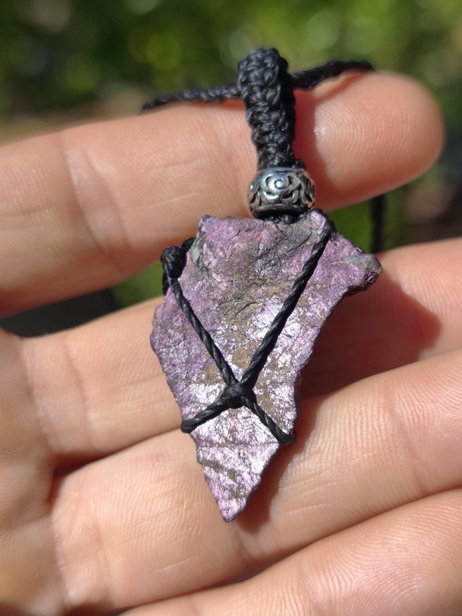 Purpurit ~ Makramee Edelstein Kette lila Natur HIPPIE GOA Boho Heilstein Kristalle Schmuck Anhänger Mann Frau Kind Geschenk Er Sie Schwester - Art of Nature Berlin