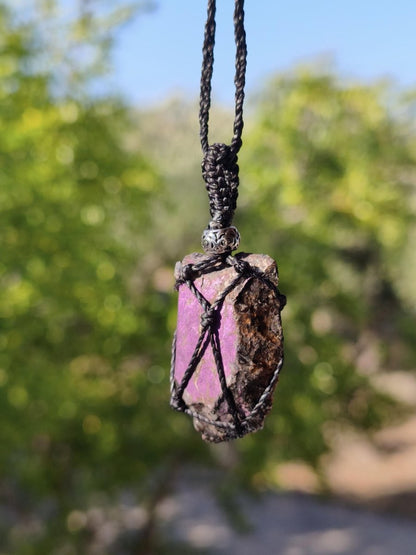 Purpurit ~ Makramee Edelstein Kette lila Natur HIPPIE GOA Boho Heilstein Kristalle Schmuck Anhänger Mann Frau Kind Geschenk Er Sie Schwester - Art of Nature Berlin