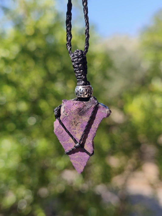Purpurit ~ Makramee Edelstein Kette lila Natur HIPPIE GOA Boho Heilstein Kristalle Schmuck Anhänger Mann Frau Kind Geschenk Er Sie Schwester - Art of Nature Berlin