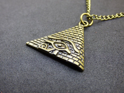 Pyramide Eye of Horus Illuminati - Kette Antik Bronze Geschenk Freundin Er Sie Mann Bruder Glück HIPPIE Vintage Ethno Anhänger - Art of Nature Berlin