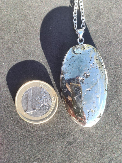Pyrit ~ 925 Silber Edelstein Kette Heilstein Natur Grau Rarität Edel Mann Frau Geschenk Er Sie Freundin Selten Energie Kraft Ruhe Glück - Art of Nature Berlin