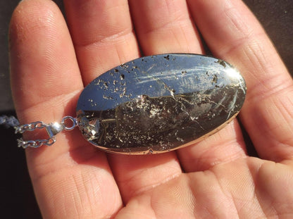 Pyrit ~ 925 Silber Edelstein Kette Heilstein Natur Grau Rarität Edel Mann Frau Geschenk Er Sie Freundin Selten Energie Kraft Ruhe Glück - Art of Nature Berlin