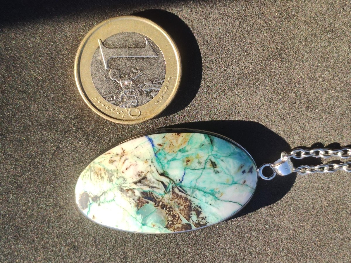 Quantum Quattro - 925 Silber Edelstein Kette Heilstein Natur Mann Frau Geschenk Er Sie Freundin Energie Kraft Ruhe Glück Rarität - Art of Nature Berlin