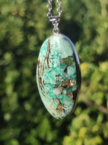 Quantum Quattro - 925 Silber Edelstein Kette Heilstein Natur Mann Frau Geschenk Er Sie Freundin Energie Kraft Ruhe Glück Rarität - Art of Nature Berlin