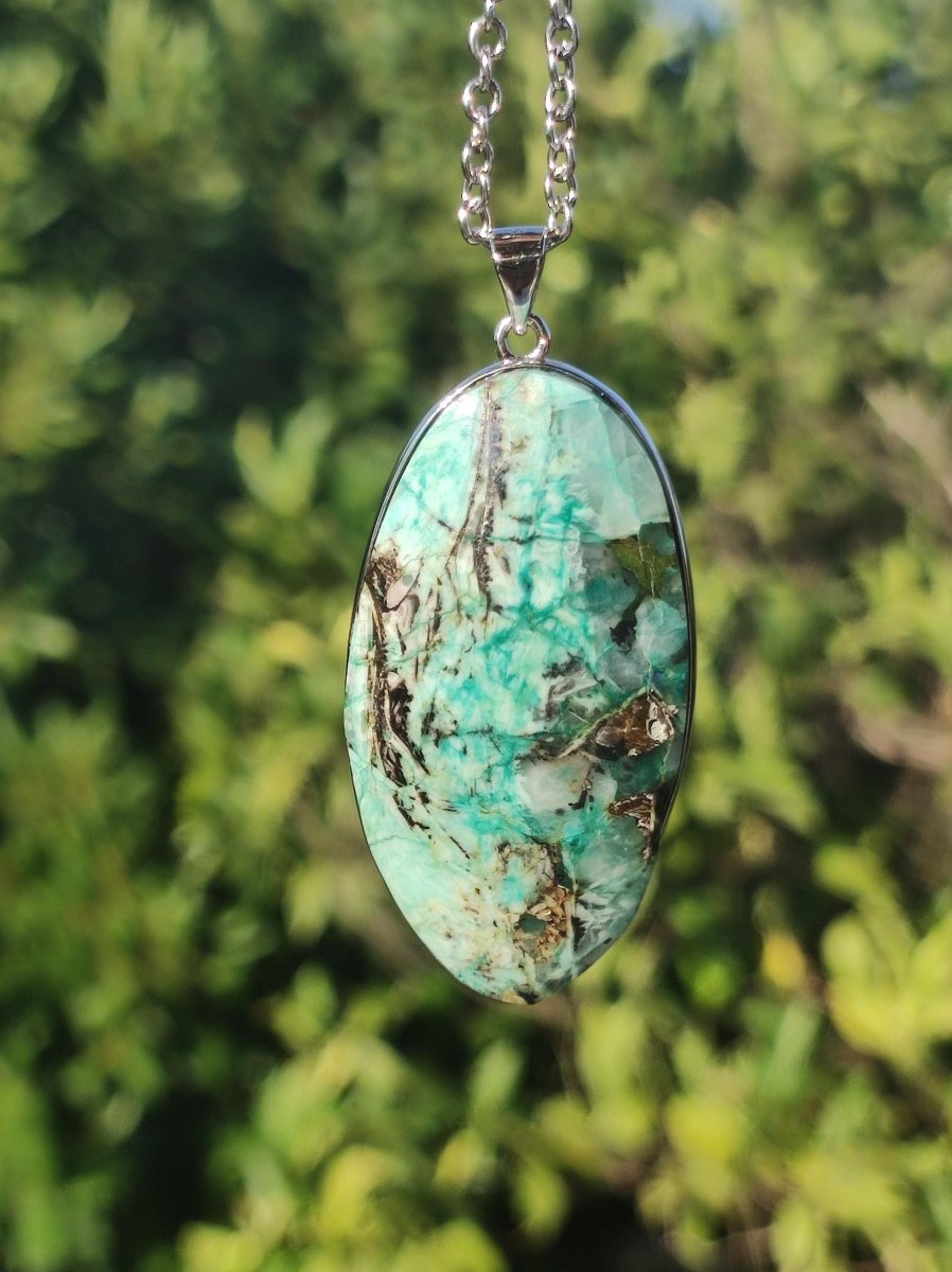 Quantum Quattro - 925 Silber Edelstein Kette Heilstein Natur Mann Frau Geschenk Er Sie Freundin Energie Kraft Ruhe Glück Rarität - Art of Nature Berlin