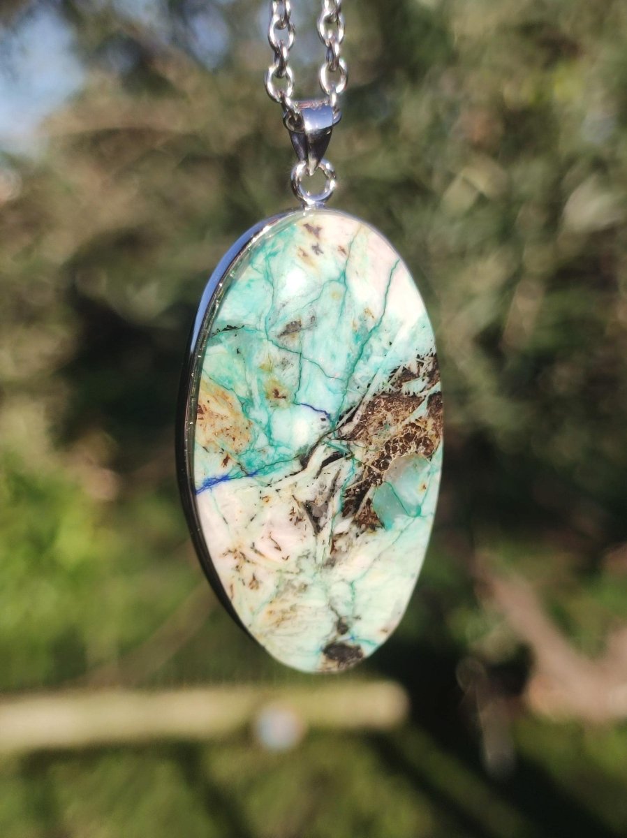 Quantum Quattro - 925 Silber Edelstein Kette Heilstein Natur Mann Frau Geschenk Er Sie Freundin Energie Kraft Ruhe Glück Rarität - Art of Nature Berlin