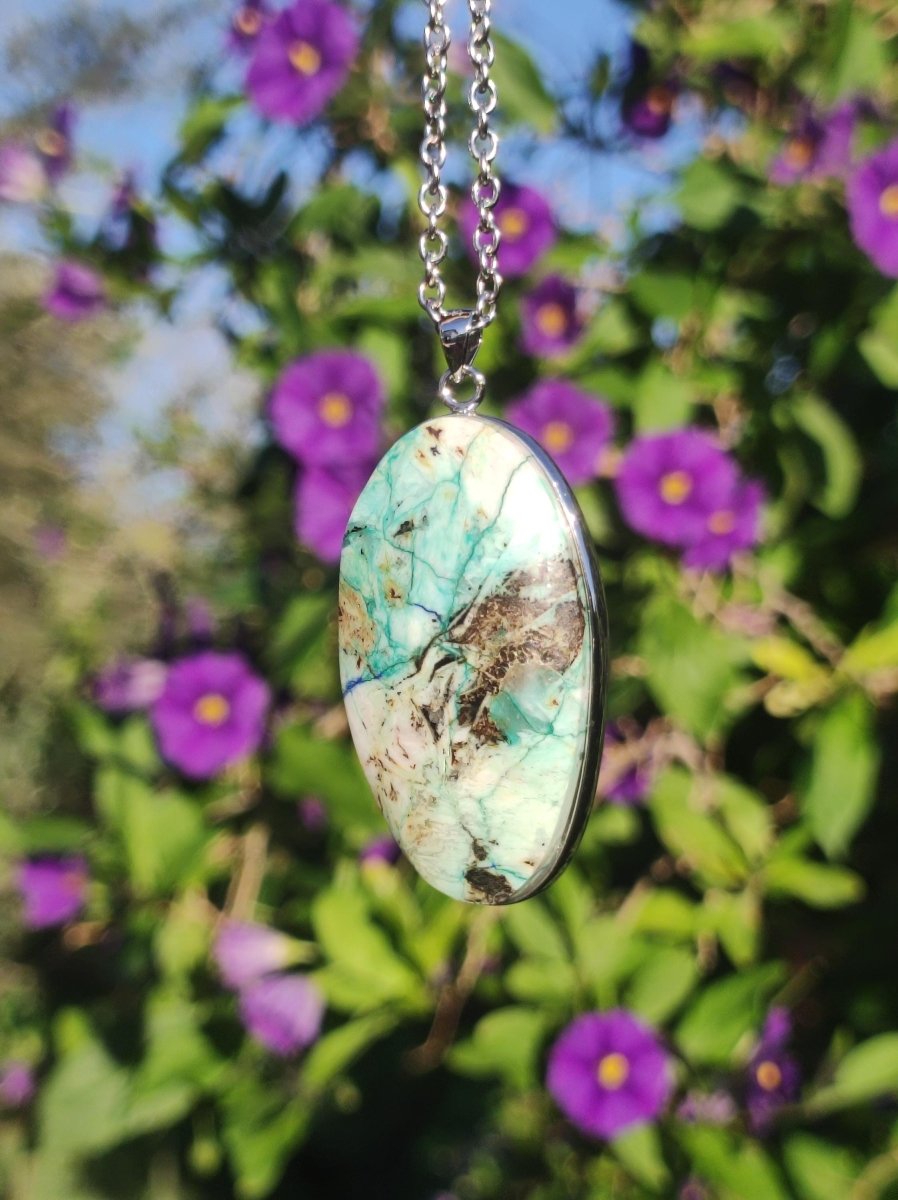 Quantum Quattro - 925 Silber Edelstein Kette Heilstein Natur Mann Frau Geschenk Er Sie Freundin Energie Kraft Ruhe Glück Rarität - Art of Nature Berlin