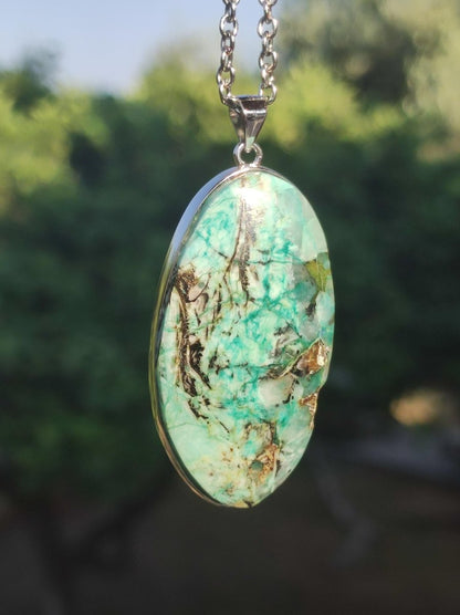 Quantum Quattro - 925 Silber Edelstein Kette Heilstein Natur Mann Frau Geschenk Er Sie Freundin Energie Kraft Ruhe Glück Rarität - Art of Nature Berlin