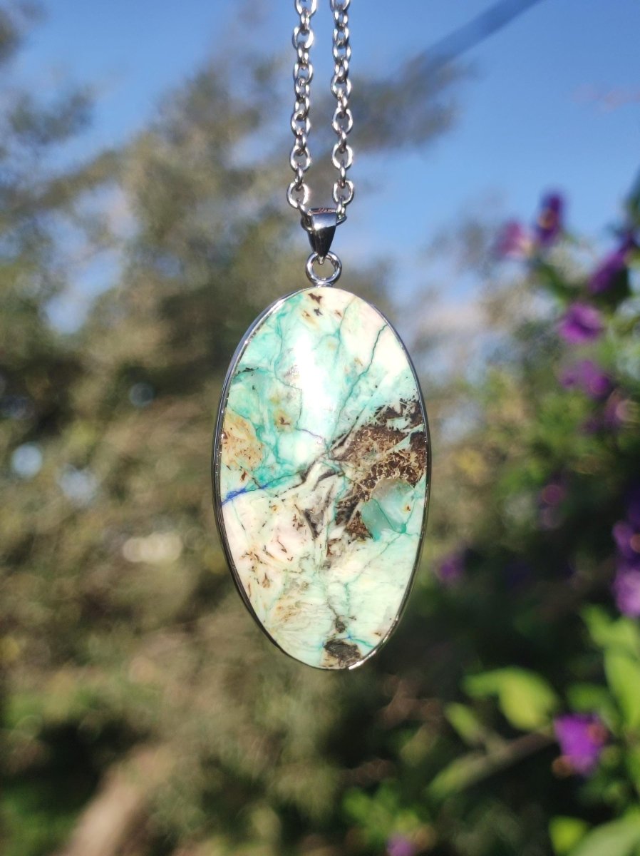 Quantum Quattro - 925 Silber Edelstein Kette Heilstein Natur Mann Frau Geschenk Er Sie Freundin Energie Kraft Ruhe Glück Rarität - Art of Nature Berlin