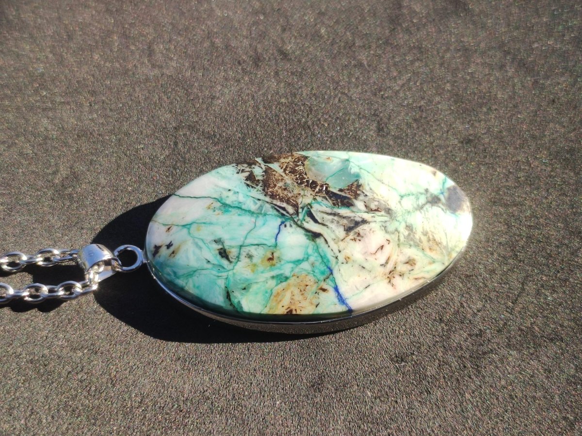 Quantum Quattro - 925 Silber Edelstein Kette Heilstein Natur Mann Frau Geschenk Er Sie Freundin Energie Kraft Ruhe Glück Rarität - Art of Nature Berlin