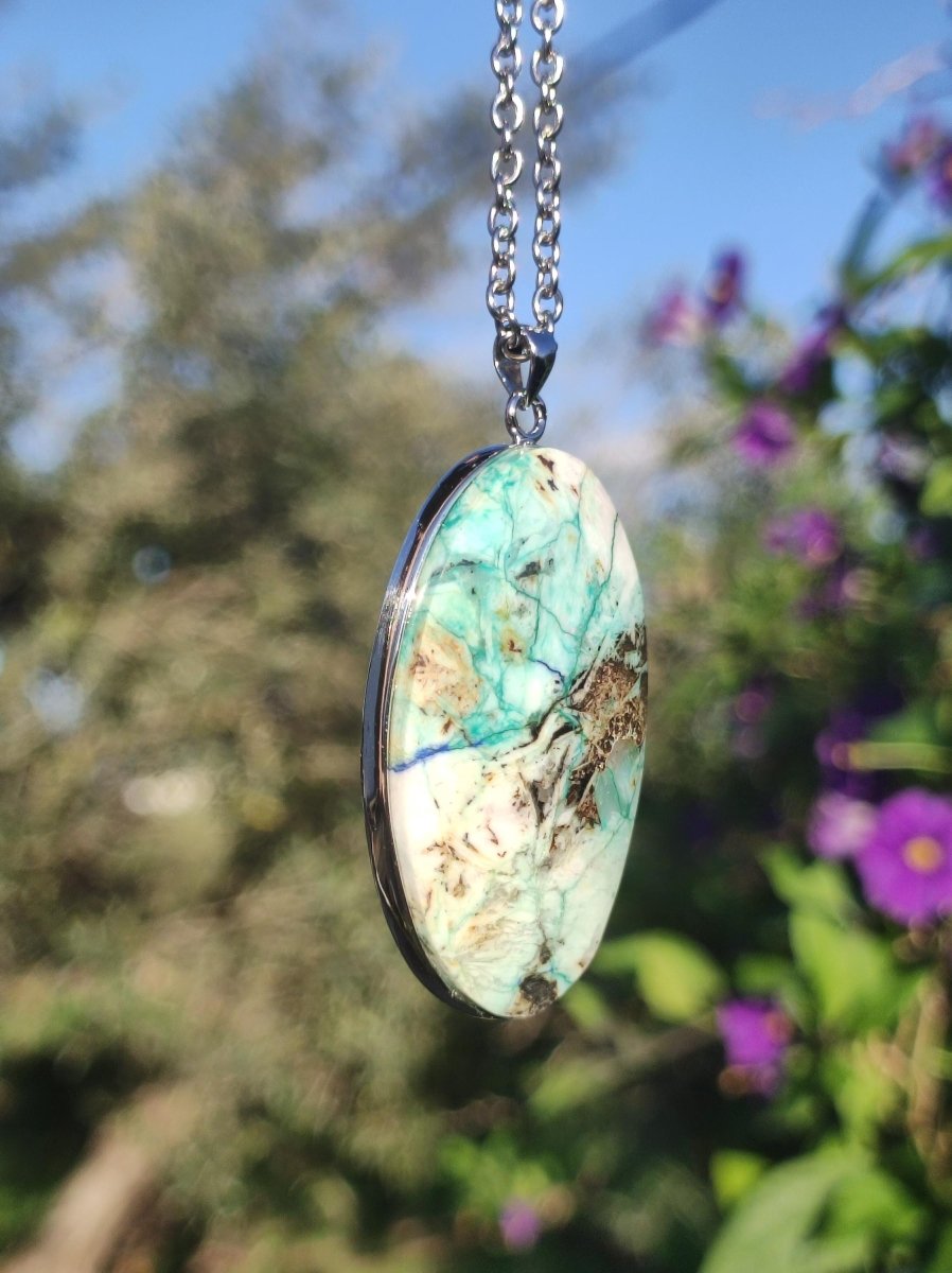 Quantum Quattro - 925 Silber Edelstein Kette Heilstein Natur Mann Frau Geschenk Er Sie Freundin Energie Kraft Ruhe Glück Rarität - Art of Nature Berlin