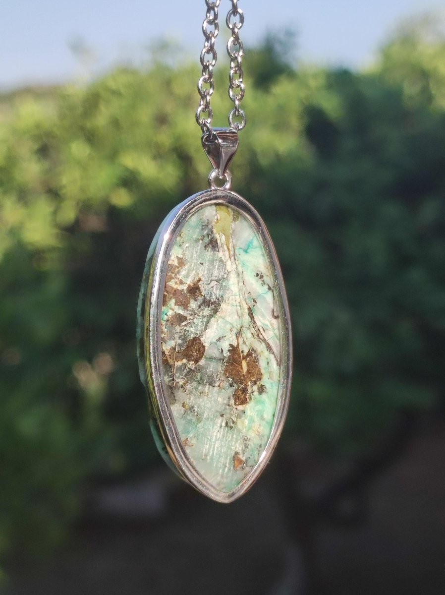 Quantum Quattro - 925 Silber Edelstein Kette Heilstein Natur Mann Frau Geschenk Er Sie Freundin Energie Kraft Ruhe Glück Rarität - Art of Nature Berlin