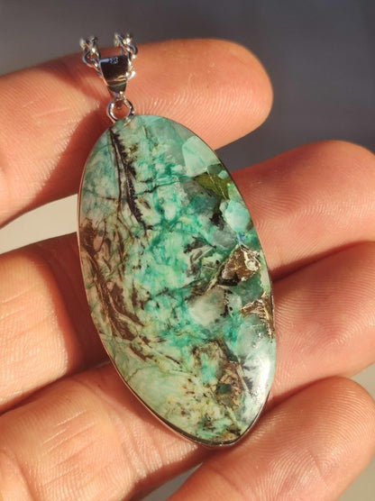 Quantum Quattro - 925 Silber Edelstein Kette Heilstein Natur Mann Frau Geschenk Er Sie Freundin Energie Kraft Ruhe Glück Rarität - Art of Nature Berlin