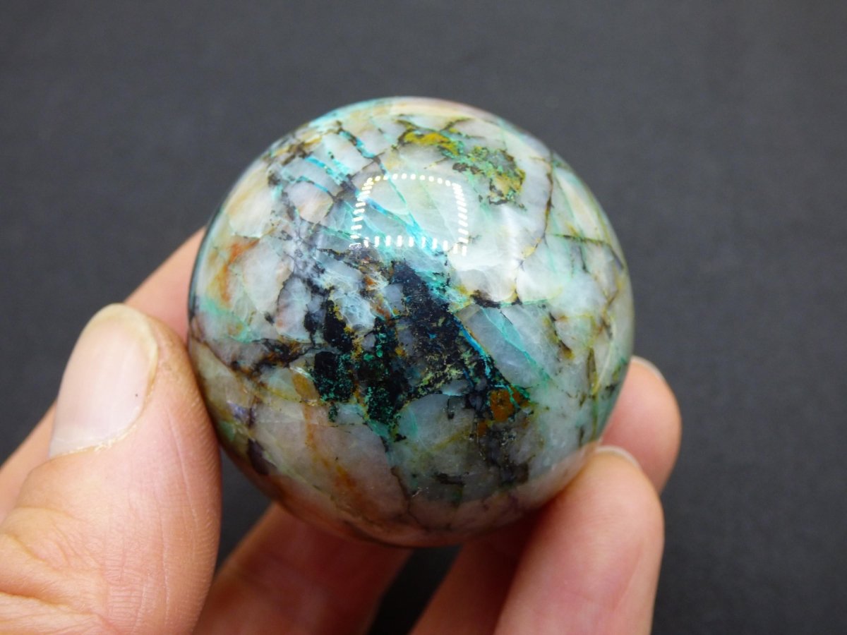 Quantum Quattro AAA Sphere ~ Magische Edelstein Kugel Massage & Deko Crystal Meditation Heilstein Rarität Sammler Mineral Rund Chrysokolla - Art of Nature Berlin