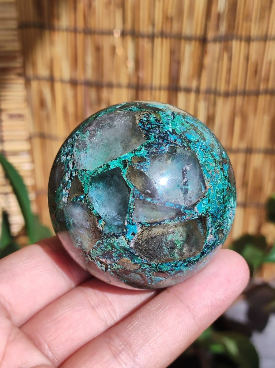 Chrysocoll AAA Sphere ~ Magische Edelstein Kugel Massage & Deko Crystal Meditation Heilstein Rarität Sammler Mineral buy Rund Chrysokolla Boho